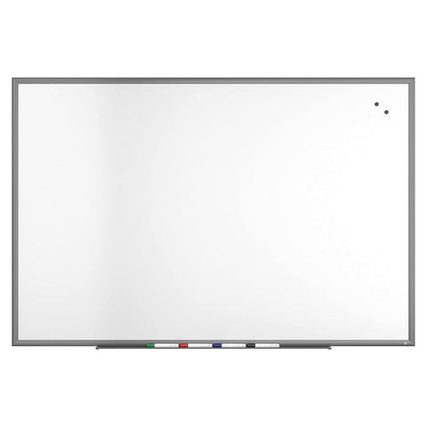 Magnetic Porcelain Dry Erase Board 72 In. x 48 In. White Surface Gray/Natural Aluminum Frame