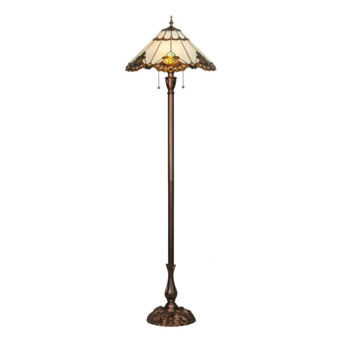 Oakestry 63 Inch Shell with Jewels Floor Lamp Tiffany Style Stained Glass Standing Light Vintage Decorative Accent Fixture for Living Room Bedroom Reading Nook Home Decor