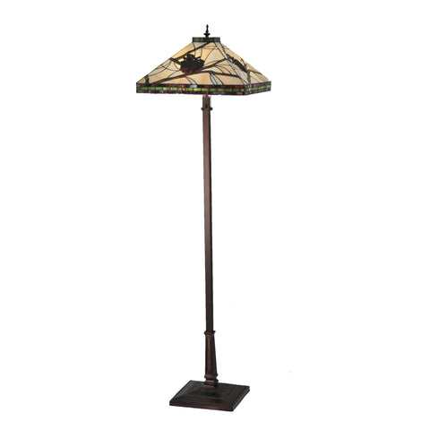 Oakestry 60Inch High Pinecone Mission Floor Lamp Elegant Floor Lamp Stained Glass Lighting Decorative Home Living Room Bedroom Office Vintage Style Durable Build Ambient Light