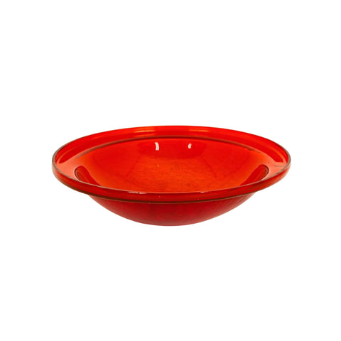 Oakestry Red Crackle Glass Birdbath Decorative Garden Outdoor Water Bowl Small