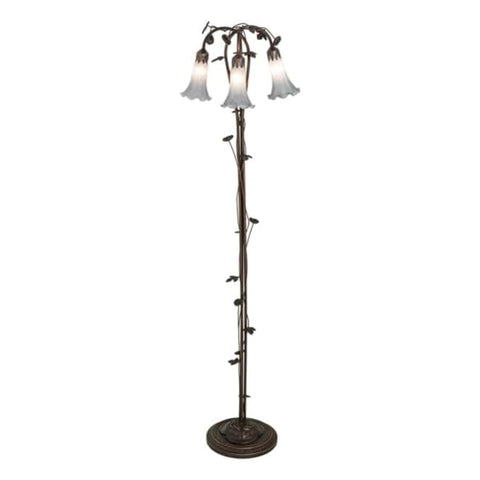 Oakestry 58 in High Gray Tiffany Pond Lily 3 Light Floor Lamp Elegant Floor Lamp Stained Glass Lighting Decorative Home Living Room Bedroom Office Vintage Style Durable Build Ambient Light
