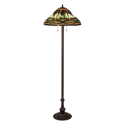 Oakestry 60Inch High Tiffany Dragonfly Floor Lamp Elegant Floor Lamp Stained Glass Lighting Decorative Home Living Room Bedroom Office Vintage Style Durable Build Ambient Light