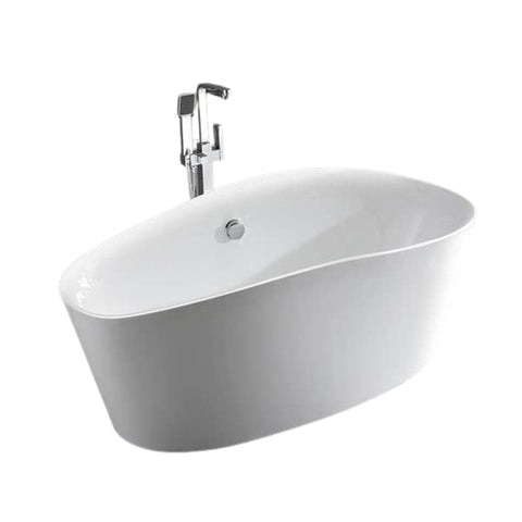 Oakestry Grasse 67" Freestanding Acrylic Bathtub with Chrome Drain, Glossy White Seamless Soaking Tub, Fiberglass Reinforced with Leveling Legs, 56 Gal Capacity