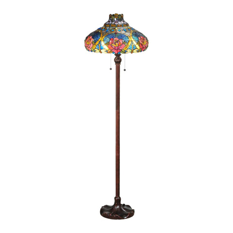 Oakestry 60 Inch Dragonfly Rose Floor Lamp Tiffany Style Stained Glass Standing Light Vintage Mission Accent Fixture for Living Room Bedroom Reading Nook Home Decor