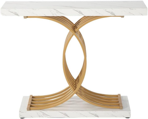Oakestry 39 in. Console Table Narrow Faux Marble Entryway Hallway Sofa Table