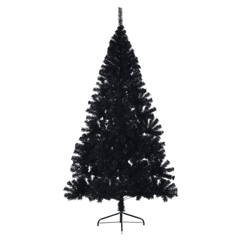 vidaXL Artificial Half Christmas Tree with Stand Black 6 ft PVC