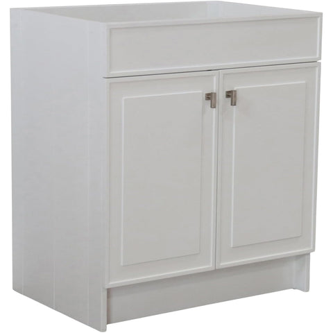 Oakestry 30" Single Sink Foldable Bathroom Vanity Cabinet, White Finish, Freestanding Solid Wood & Plywood Vanity with Soft-Close Shaker Doors and Brushed Nickel Hardware