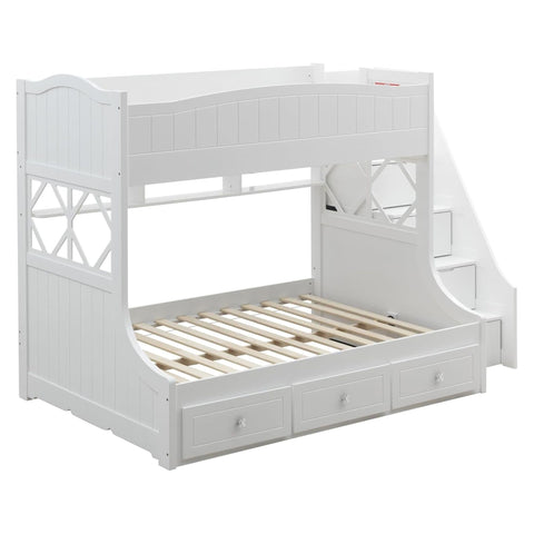 Meyer White Twin/Full Bunk Bed w/Storage Ladder & Drawers - 38150
