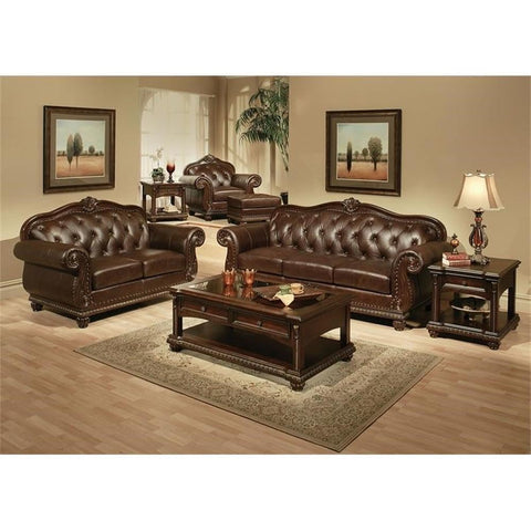 ACME Anondale Loveseat, Espresso Top Grain Leather Match