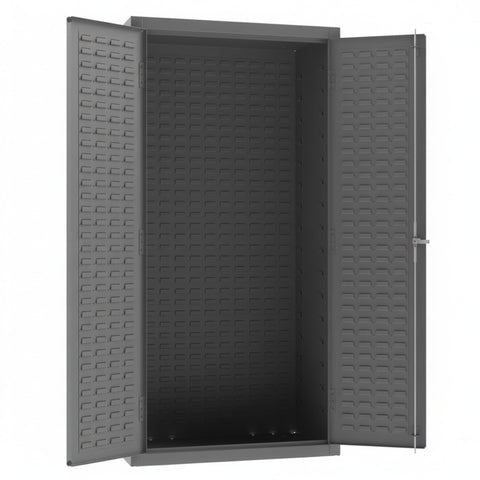 Oakestry Heavy Duty Cabinet 36 x 24 x 72 in 14 Gauge Steel Louvered Panel Doors Lockable Chrome Handle Gray Storage Cabinet