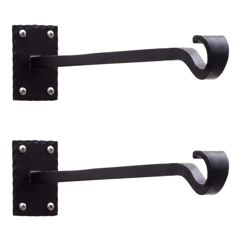 Oakestry Lodge Straight Bracket Two Pack Wall Mounted Hanging Brackets for Planters Lanterns Baskets Shelves Rustic Metal Decor Indoor Outdoor Garden Porch Patio Entryway Support Display Mount