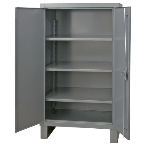 Oakestry Heavy Duty Cabinet 36 x 24 x 60 in 14 Gauge Steel 3 Adjustable Shelves Recessed Doors Pad Lock Handle Gray Storage Cabinet