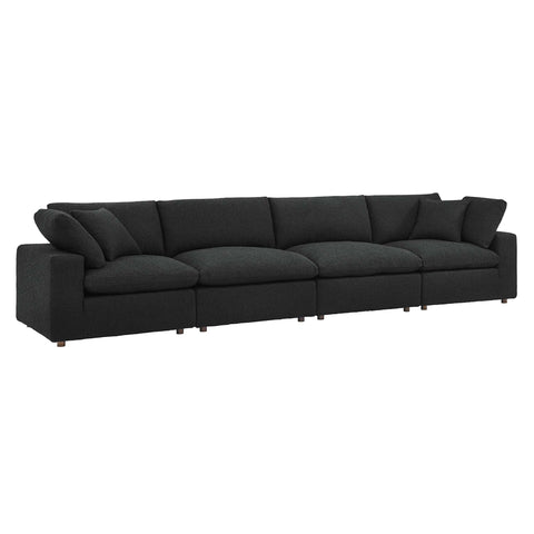 Oakestry Luxury Inspired Commix Down Filled Overstuffed Boucle Fabric 4-Seater Sofa Comfortable Indoor Sofa for Living Room Apartment Lounge Reception Area Premium Everyday Styling