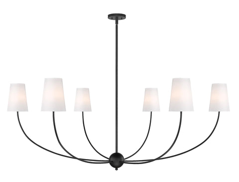 Oakestry 6 Light Chandelier Matte Black Steel white Transitional, Traditional, Classical, Shade Ceiling Lighting Fixture for Dining Room Foyer Great Room Hallway Kitchen Modern Home Decor Hanging Ligh