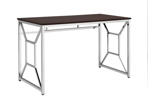 Oakestry Martha Art Desk Contemporary Design Espresso & Chrome Modern Home Workspace Creative Table Stylish Studio Furniture Interior Writing Decor