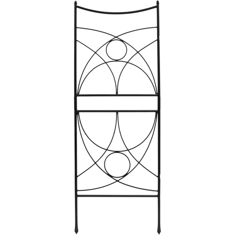 Aurora Wrought Iron Garden Trellis, 18 Inch Wide Modular Plant Support, Expandable with Center Link, Black Powder Coated