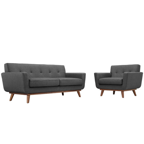 Oakestry Luxury Inspired Engage Armchair and Loveseat Set of 2 Comfortable Indoor Loveseat for Living Room Apartment Lounge Reception Area Premium Daily Styling