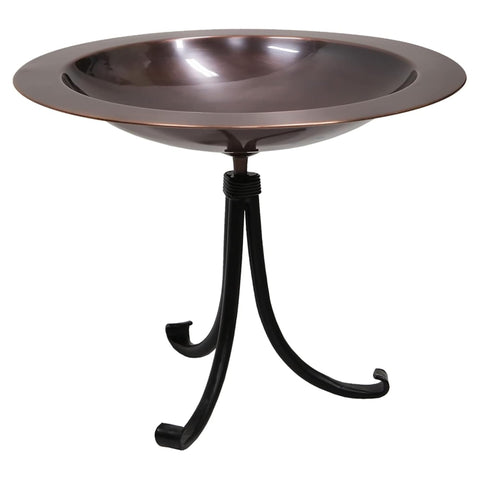 Oakestry 18 Inch Classic Copper Birdbath Tripod Stand Decorative Outdoor Garden Water Bowl Stable Base Durable Construction Patio Backyard Accent Weather Resistant Long Lasting Finish