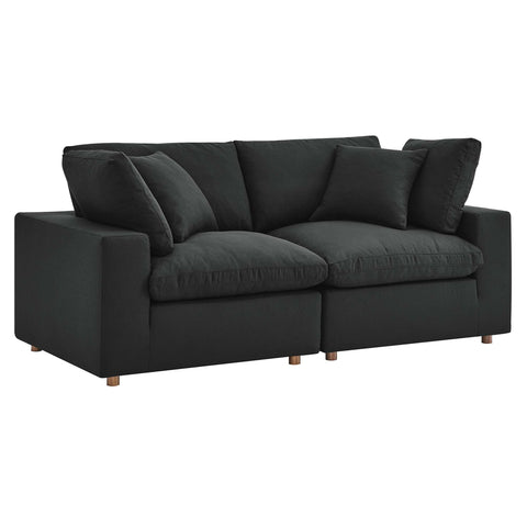 Oakestry Luxury Inspired Commix Down Filled Overstuffed 2 Piece Sectional Sofa Set Comfortable Indoor Sectional Sofa for Living Room Apartment Lounge Reception Area Premium Everyday Styling