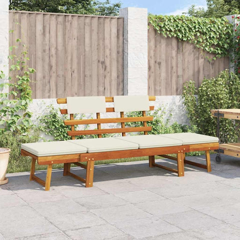 Oakestry Patio Bench with Cushions 2 in 1 74 8 Solid Acacia Wood Outdoor Garden Seating Furniture Weather Resistant Durable Heavy Duty Modern Backyard Porch Deck Lawn