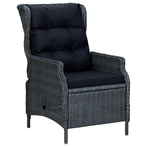 Oakestry Garden Chair Dark Grey Round PE Rattan, Powder-Coated Steel – Outdoor Patio Seating, Weather Resistant Furniture