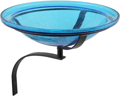 Oakestry Crackle Glass Birdbath Bowl for Garden and Backyard for Water in Hot Summer,12-in,Teal