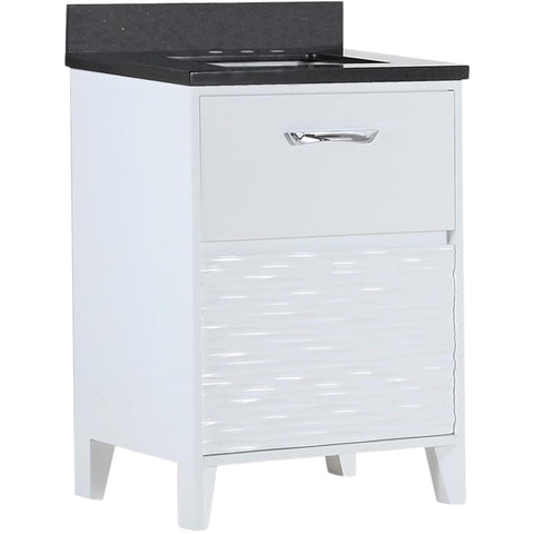 Oakestry 24" Single Sink Bathroom Vanity with Black Galaxy Granite Top, White Finish, Solid Wood Cabinet, Rectangle Undermount Ceramic Sink