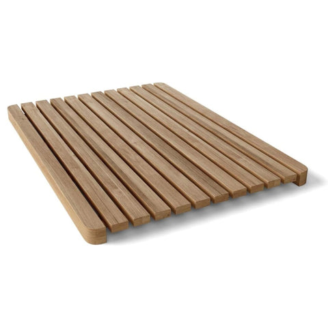 Oakestry Rectangular Small Teak Shower Mat Natural Bathroom Floor Spa Quick Dry Non Slip Water Resistant Durable Wooden Slat Bath Mat Indoor Outdoor Home Decor