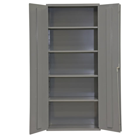Oakestry Steel Cabinet 36 x 24 x 84 in 16 Gauge 4 Adjustable Shelves Flush Doors Lockable Chrome Handle Gray Storage Cabinet
