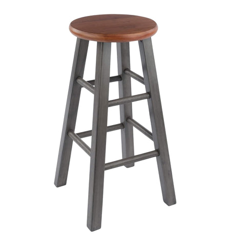 Oakestry Ivy 24" Counter Stool, Rustic Teak Seat with Weathered Gray Solid Wood Frame, Fully Assembled Farmhouse Seating