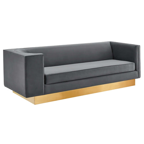 Oakestry Luxury Inspired Eminence Upholstered Performance Velvet Sofa Comfortable Indoor Sofa for Living Room Apartment Lounge Reception Area Everyday Premium Styling