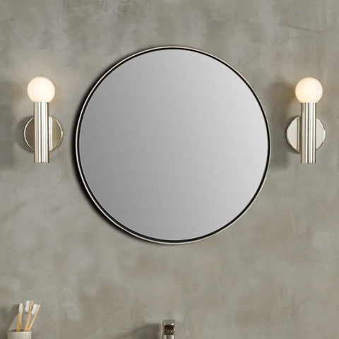 Oakestry Round Metal Frame Mirror Wall Mounted Decorative Vanity Mirror Modern Industrial Design for Bathroom Bedroom Living Room Durable Rust Resistant Frame Clear Reflection Easy Installation