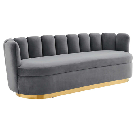 Oakestry Luxury Inspired Victoria Channel Tufted Performance Velvet Sofa Comfortable Indoor Sofa for Living Room Apartment Lounge Reception Area Premium Everyday Styling