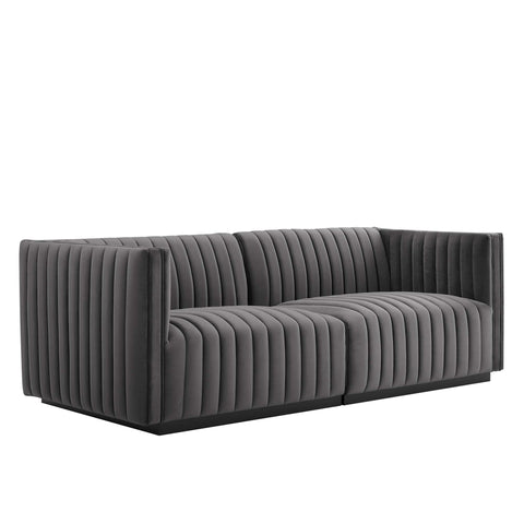 Oakestry Luxury Inspired Conjure Channel Tufted Performance Velvet Loveseat Comfortable Indoor Loveseat for Living Room Apartment Lounge Reception Area Premium Daily Styling