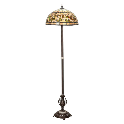 Oakestry 71Inch High Tiffany Turning Leaf Floor Lamp Elegant Floor Lamp Stained Glass Lighting Decorative Home Living Room Bedroom Office Vintage Style Durable Build Ambient Light
