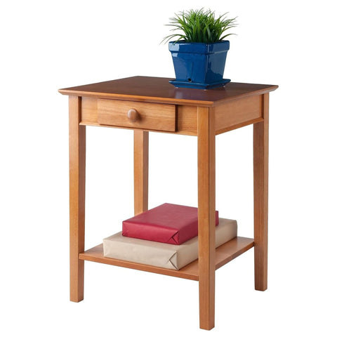 Oakestry Wood Modular Printer Stand in Honey Finish – 23-Inch Home Office Storage Unit with Drawer, Open Shelf, and Workspace Expansion