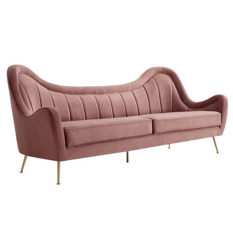 Oakestry Luxury Inspired Cheshire Channel Tufted Performance Velvet Sofa Comfortable Indoor Sofa for Living Room Apartment Lounge Reception Area Premium Everyday Styling