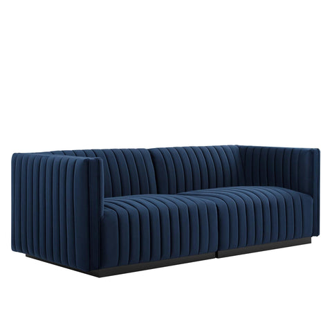 Oakestry Luxury Inspired Conjure Channel Tufted Performance Velvet Loveseat Comfortable Indoor Loveseat for Living Room Apartment Lounge Reception Area Everyday Premium Styling