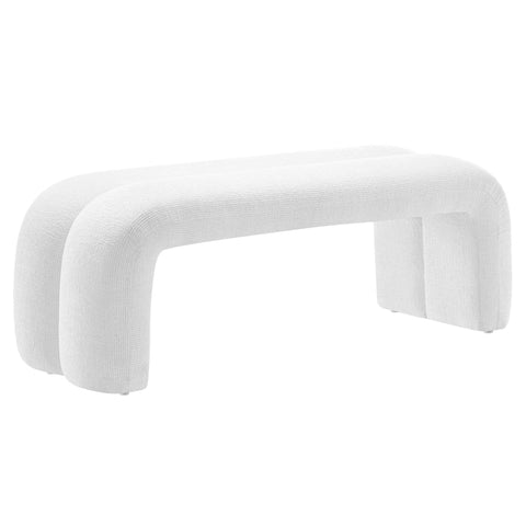 Oakestry Dax 50.5" Chenille Upholstered Accent Bench, Modern Decorative Bench with Solid Wood Frame and Dense Foam Padding, Frost