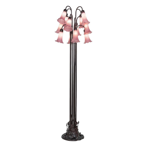 Oakestry 60 Inch H Lavender Tiffany Pond Lily 12 LT Floor Lamp Elegant Floor Lamp Stained Glass Lighting Decorative Home Living Room Bedroom Office Vintage Style Durable Build Ambient Light