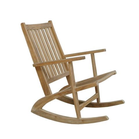 Oakestry Modern Teak Rocking Armchair, Solid Grade-A Teak Outdoor Rocking Chair with Deep Seat & Tall Concave Back for Patio, Garden & Backyard