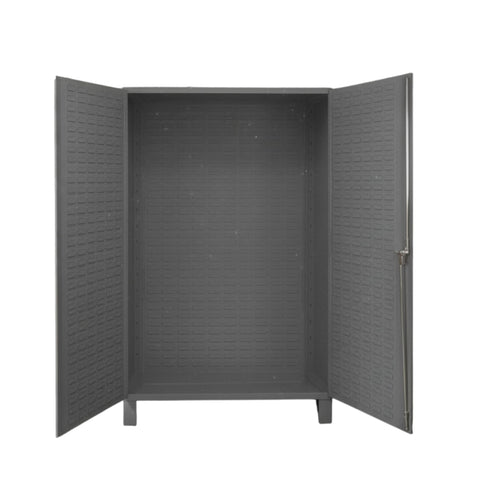 Oakestry Heavy Duty Cabinet 48 x 24 x 78 in 14 Gauge Steel Louvered Panel Doors Lockable Chrome Handle Gray Storage Cabinet