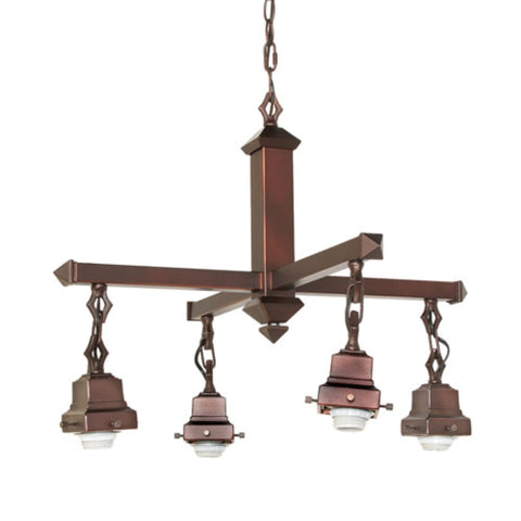 Oakestry 24 Inch Mahogany Bronze 4 Light Chandelier Hardware Ceiling Fixture Classic Rustic Hanging Lighting Frame Durable Metal Structure for Dining Room Living Room Décor