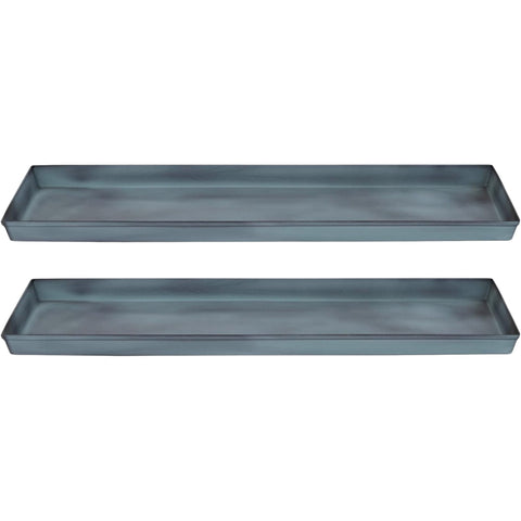 Oakestry Medium Galvanized Steel Planter Trays Set of 2, 22.25" Rectangular Drip Trays for Plants, Indoor Outdoor Water Catcher for Pots & Supplies