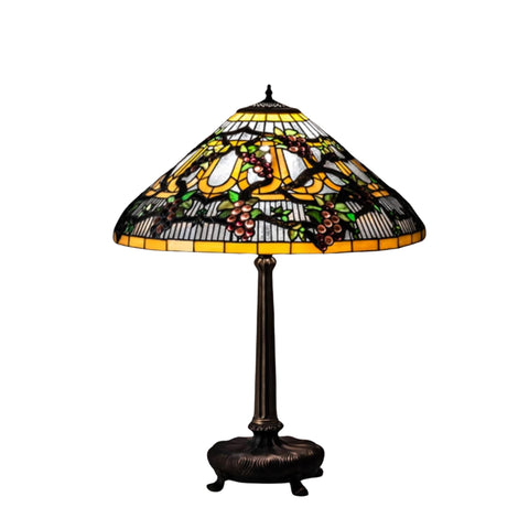 Oakestry 31" High Jeweled Grape Table Lamp with Purple & Green Stained Glass Shade