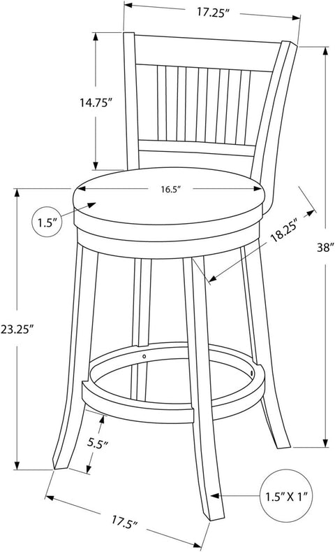 BARSTOOL - 2PCS / 39 inches H / ESPRESSO / SWIVEL COUNTER HEIGHT