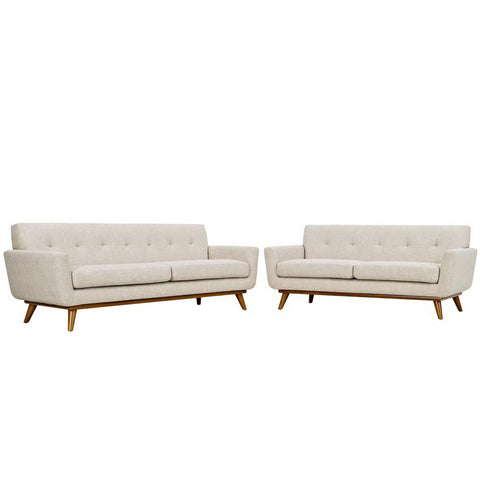 Oakestry Luxury Inspired Engage Loveseat and Sofa Set of 2 Beige Comfortable Indoor Loveseat for Living Room Apartment Lounge Reception Area Premium Everyday Styling
