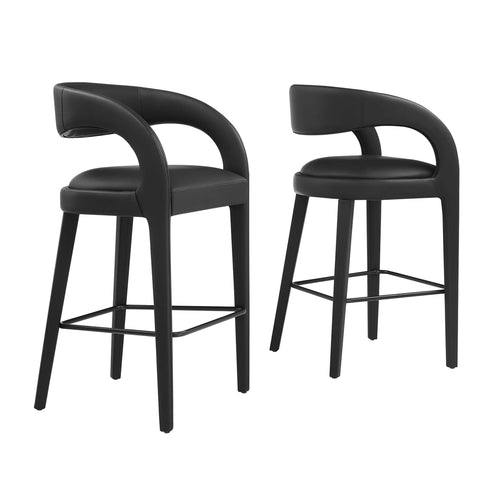 Oakestry Premium Pinnacle Vegan Leather Bar Stool Set of Two Suitable for Elegant Home Styling Decorative Display Arrangements and Refined Placement Throughout Living Areas