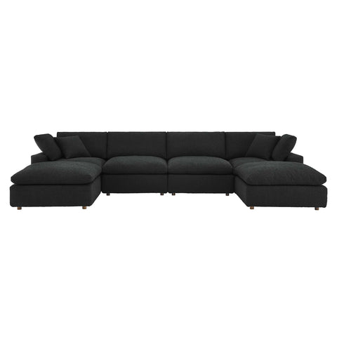 Oakestry Luxury Inspired Commix Down Filled Overstuffed Boucle 6-Piece Sectional Sofa Comfortable Indoor Sectional Sofa for Living Room Apartment Lounge Reception Area Premium Everyday Styling