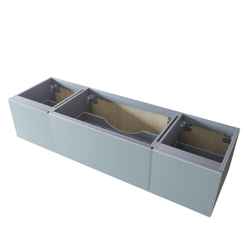 Oakestry Designer Seventy Two Inch Fossil Grey Freestanding Double Sink Vanity Base with Soft Glide Interior Drawer